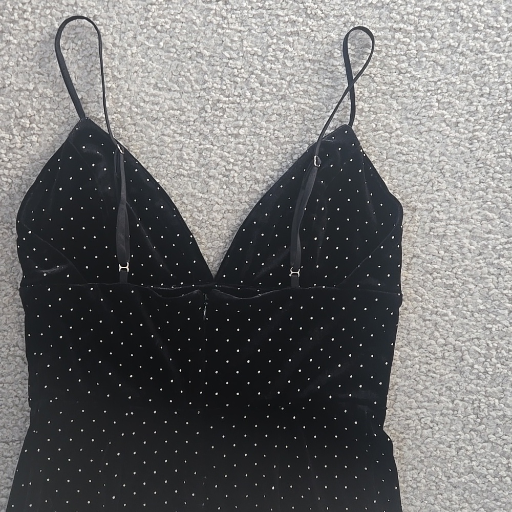 NWT Amanda Uprichard Austria Black Velvet Gold Studded Midi Slip Dress Medium - Picture 12 of 17